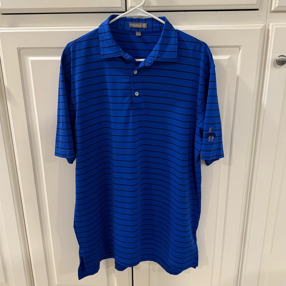 Peter Millar Royal Blue Striped Polo